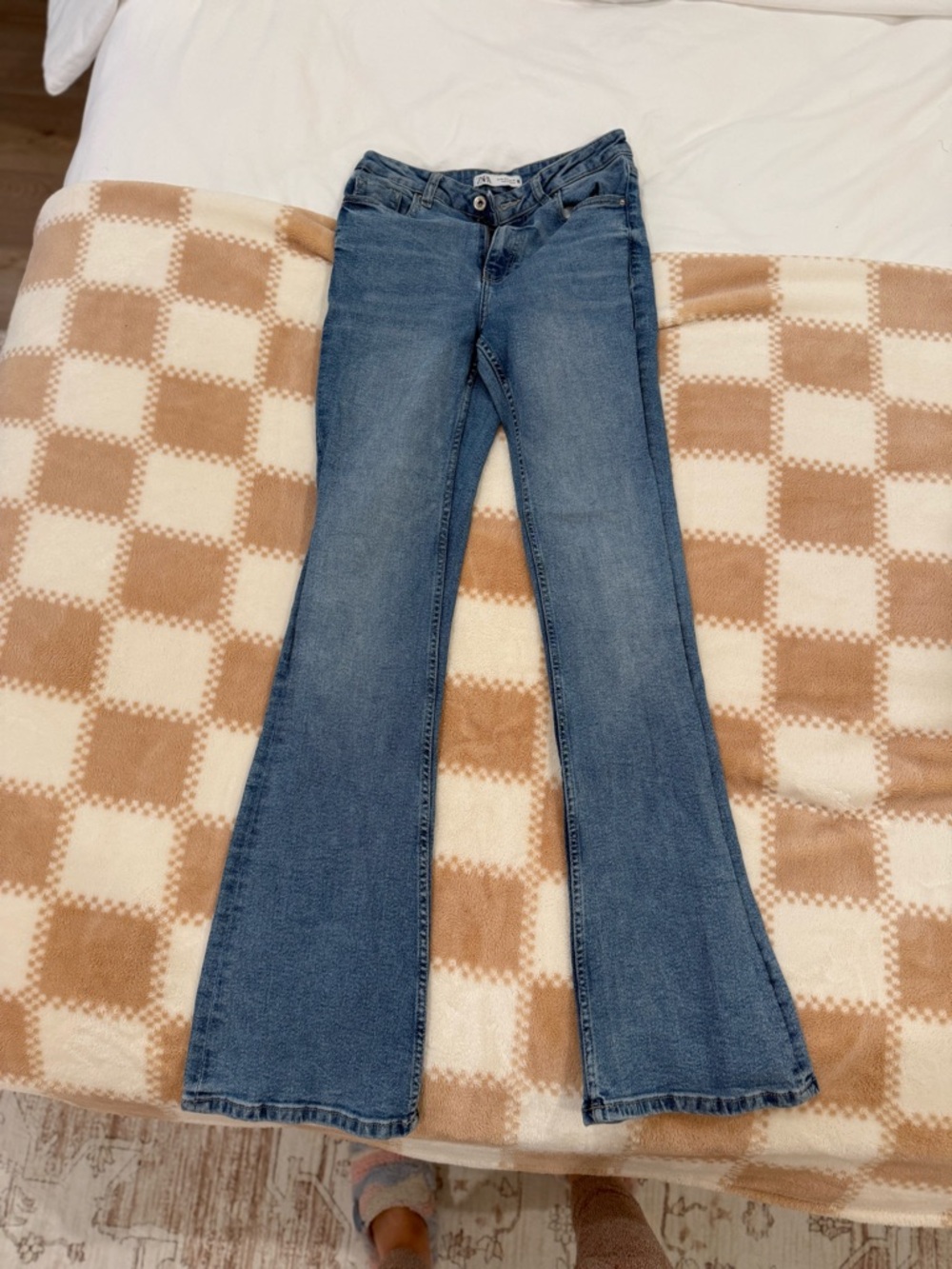 Zara Blue Flare Jeans with Faded Detail